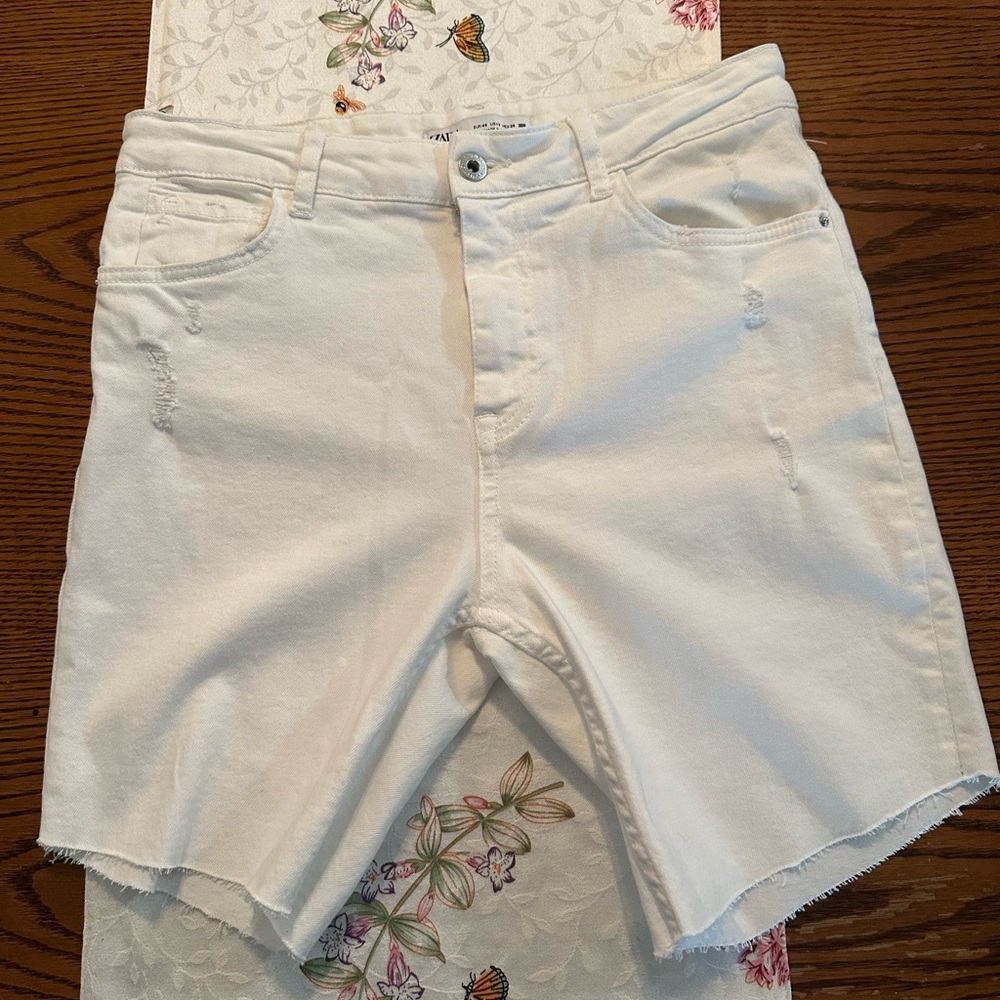 Zara white jean shorts